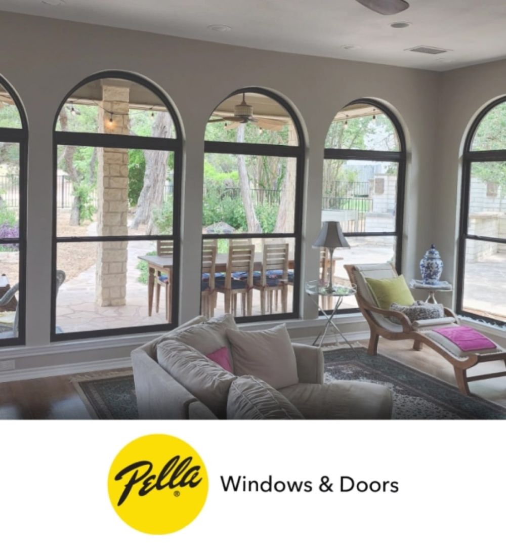 a room with arched windows